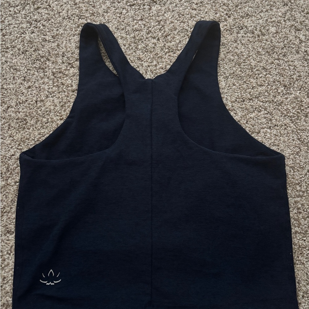 Beyond yoga navy blue Racerback Tank with Subtle Logo
